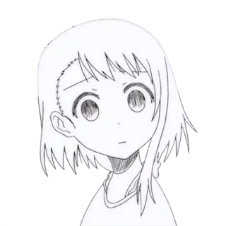 😐 anime, girl, sketch, drawing, cartoon, manga telegram sticker