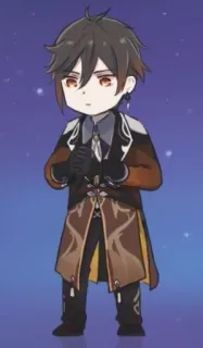 😕 Zhongli Genshin Impact 动漫, 电子游戏, 原神, 钟离, 角色, Q版 telegram sticker