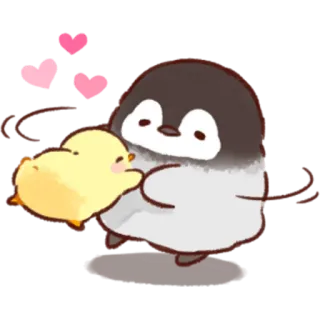 😍 penguin, chick, love, cute, animal, heart telegram sticker
