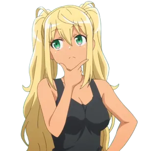 🤔 аниме, девушка, думает, блондинка, мультфильм telegram sticker
