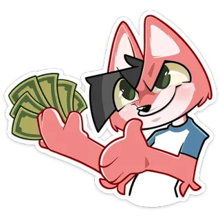 ⏺ desenho animado, dinheiro, raposa, personagem, antropomórfico telegram sticker