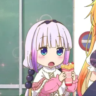 🤍 Kanna Kamui Miss Kobayashi's Dragon Maid Anime, Cartone animato, Carino, Ragazza, Kanna, Miss Kobayashi's Dragon Maid telegram sticker