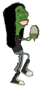 😂 @Sigilo_packs cartone animato, verde, tamburello, personaggio, adesivo telegram sticker