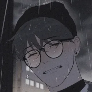 💱 smutny, płacz, deszcz, melancholia, emocjonalny, okulary, anime, manga telegram sticker