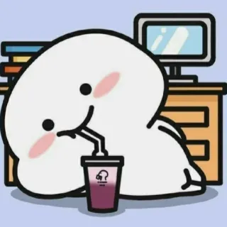 🧋 Cartoon, Trinken, Büro, Niedlich telegram sticker