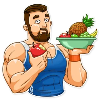 🤤 man, fruit, appel, ananas, voeding, cartoon, gezond, eten telegram sticker