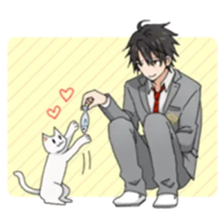 😺 anime, cat, boy, heart, cute, fish, school uniform telegram sticker