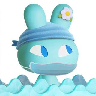 🐰 Desenho animado, Coelho, Máscara, Fofo, Azul, Flor telegram sticker