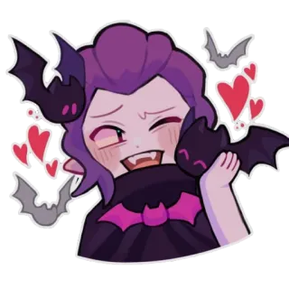 😍 Dessin animé, Autocollant, Chauve-souris, Vampire, Mignon telegram sticker