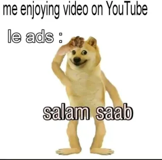 🌟 Doge Doge Meme me enjoying video on YouTube le ads : salam saab doge, meme, youtube, ads, funny, internet meme, salam saab telegram sticker