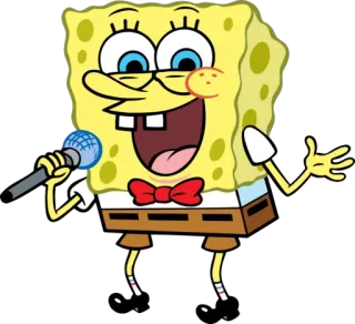 🎉 SpongeBob SquarePants SpongeBob, Cartoon, Mikrofon, Gelb, Schwammkopf, Nickelodeon telegram sticker