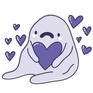 😙 призрак, сердце, любовь, милый, каваий, фиолетовый telegram sticker