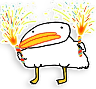 🤩 bird, duck, fireworks, celebration, funny, animal, cartoon telegram sticker