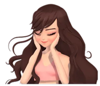☺️ dessin animé, animé, fille, cheveux longs, mignon whatsapp sticker
