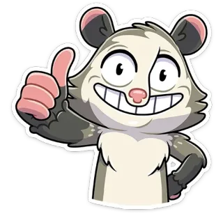 👍 zarigüeya, animal, dibujos animados, pulgar arriba, positivo, ok, lindo, pegatina telegram sticker