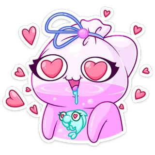 😍 Dibujos animados, Amor, Lindo, Corazones, Rosa, Kawaii, Pez whatsapp sticker