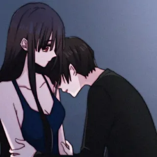 🌙 Anime, Romance, Coppia, Amore, Abbraccio telegram sticker