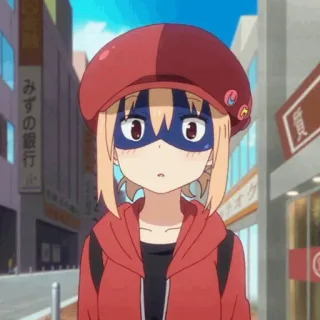 🍫 Anime, Dibujos animados, Personaje, Chica, Sombrero, Rojo, Sudadera con capucha telegram sticker