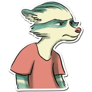 😒 мультфильм, животное, енот, портрет, персонаж, иллюстрация whatsapp sticker