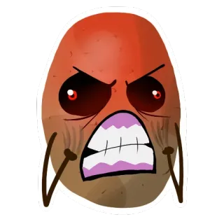 😡 生气, 卡通, 贴纸, 土豆, 疯狂, 表情, 角色 telegram sticker