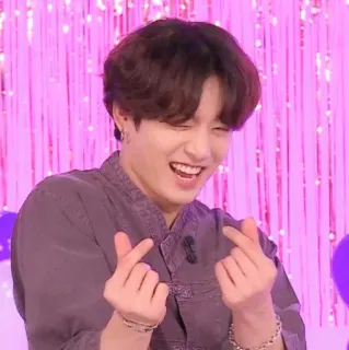 🐰 Jungkook K-pop, BTS, Idool, Koreaans, Zanger, Vingerhart, Lachend telegram sticker