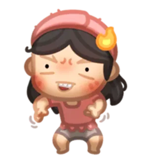 😜 marah, kartun, gadis, kesal, imut, karakter, api telegram sticker