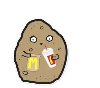 🍔 potato, food, drink, cartoon, mcdonalds, fast food telegram sticker