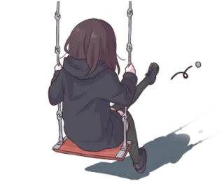 😶 Anime, Garota, Balanço, Desenho animado, Personagem, Kawaii, Fofo telegram sticker