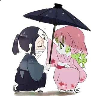 👾 Anime, Guarda-chuva, Chuva, Kawaii, Fofo, Chibi telegram sticker