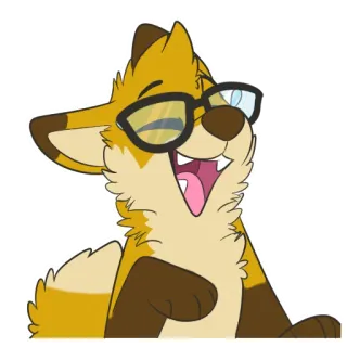 😂 fox, glasses, cartoon, animal, furry, happy telegram sticker