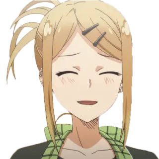 😋 аниме, светлые волосы, заколка для волос, милый, счастливый telegram sticker