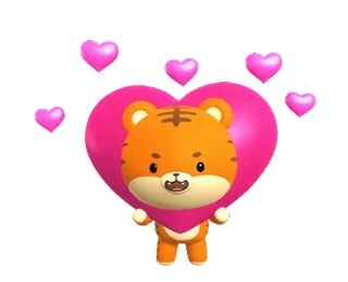 🥰 老虎, 心, 动物, 可爱, 爱, 卡通, 粉色 telegram sticker