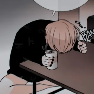 ✖️ BANG Anime, Traurig, Müde, Erschöpft, Schlafend, Trinken, Manga telegram sticker