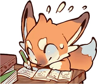 ✍️ лиса, письмо, книги, милый, животное, каваий, учеба telegram sticker