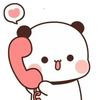 🌟 panda, cute, kawaii, telephone, heart, animal, cartoon whatsapp sticker