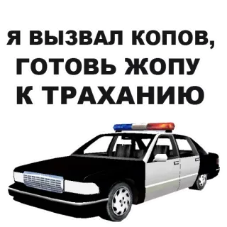 👩‍✈️ Я ВЫЗВАЛ КОПОВ, ГОТОВЬ ЖОПУ К ТРАХАНИЮ radiowóz, policja, rosyjski, obraźliwe, mem telegram sticker