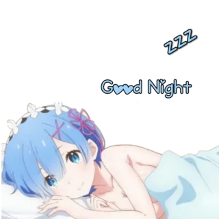 😴 Rem Good Night Аниме, Милый, Сонный, Спокойной ночи, zzz whatsapp sticker
