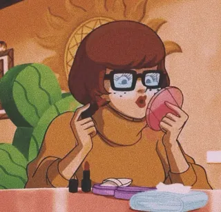 💎 Velma Dinkley Scooby-Doo Velma, Scooby-Doo, Cartone animato, Trucco, Donna, Occhiali, Mistero, Personaggio dei cartoni animati telegram sticker