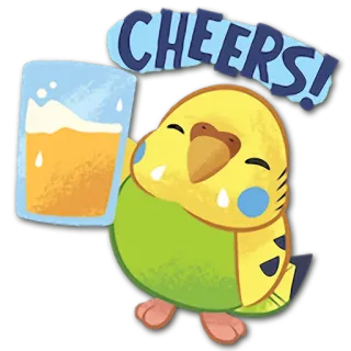 🍺 CHEERS! 鸟, 干杯, 敬酒, 鹦鹉, 饮料, 可爱, 卡通 telegram sticker