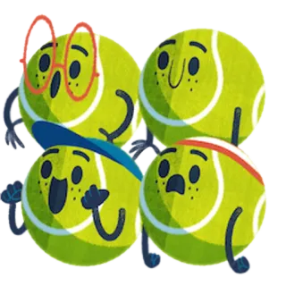 😮 Tenis, Pelotas, Dibujos animados, Lindo, Deportes, Animado telegram sticker