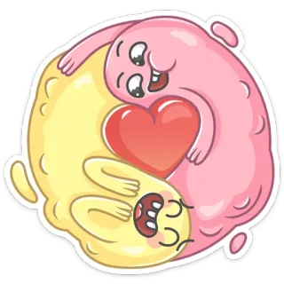 ❤️ cute, cartoon, heart, friendly, love, yellow, pink whatsapp sticker