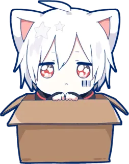 🤩 猫, 箱, アニメ, 漫画, かわいい, ステッカー whatsapp sticker