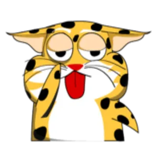 😜 Kartun, Binatang, Macan tutul, Lelah, Kelelahan, Lidah telegram sticker