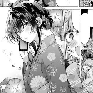 🎤 manga, kimono, flowers, woman, anime whatsapp sticker