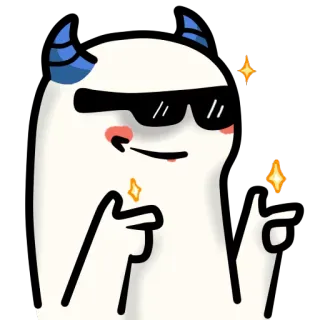 😎 cool, demon, sparkles, sunglasses, finger gun, cute telegram sticker