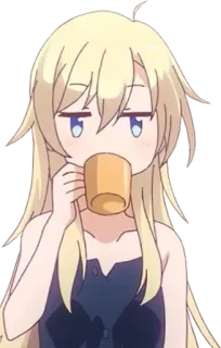 ☕️ anime, cartoon, girl, drinking, cute telegram sticker