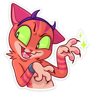 😈 gato, diablo, dibujos animados, animal, monstruo, magia, brillo whatsapp sticker