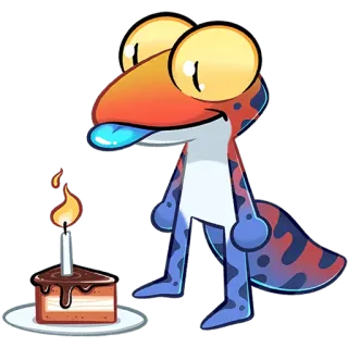 🍰 Eidechse, Kuchen, Geburtstag, Cartoon, Tier, Reptil, Feier, Kerze telegram sticker