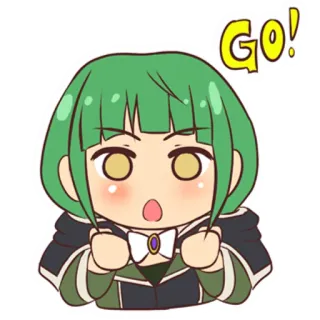 🚀 GO! encouragement, kawaii, anime, fille, excitation, allez whatsapp sticker