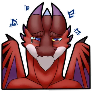😢 dragon, triste, pleurer, larmes, dessin animé, fantaisie, personnage, illustration whatsapp sticker